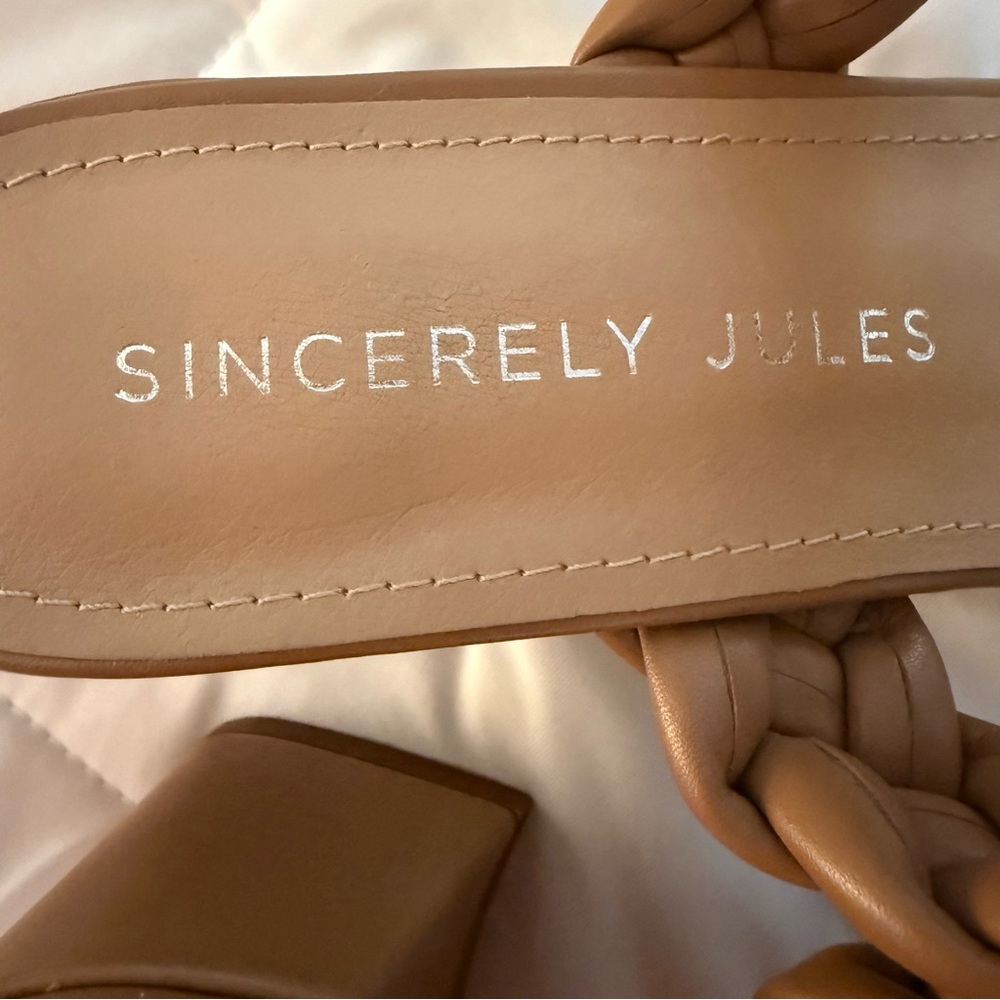 5 for $25!! Sincerely Jules Braided Tan Heeled Sandals Size 8 - Picture 8 of 10